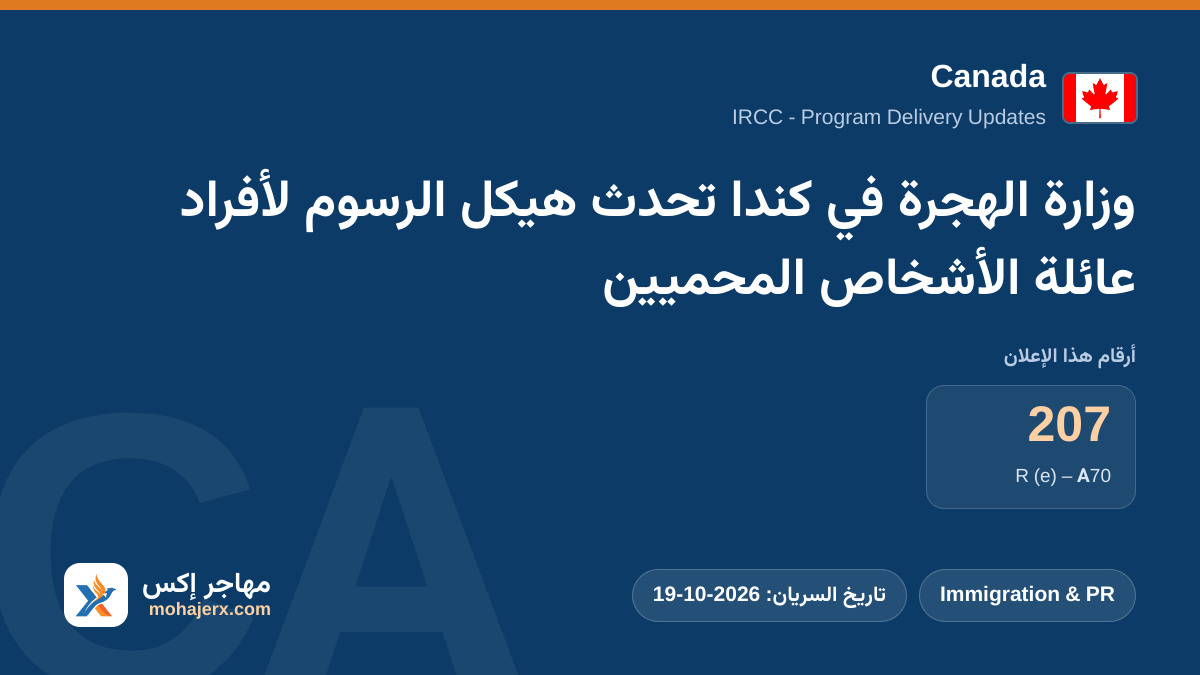 وزارة الهجرة في كندا تحدث هيكل الرسوم لأفراد عائلة الأشخاص المحميين | Canada | Immigration & PR