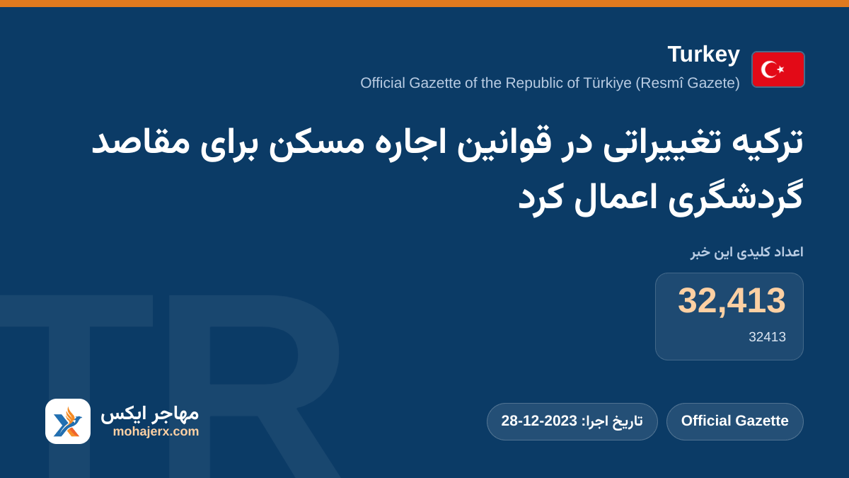 ترکیه تغییراتی در قوانین اجاره مسکن برای مقاصد گردشگری اعمال کرد | Turkey | Official Gazette