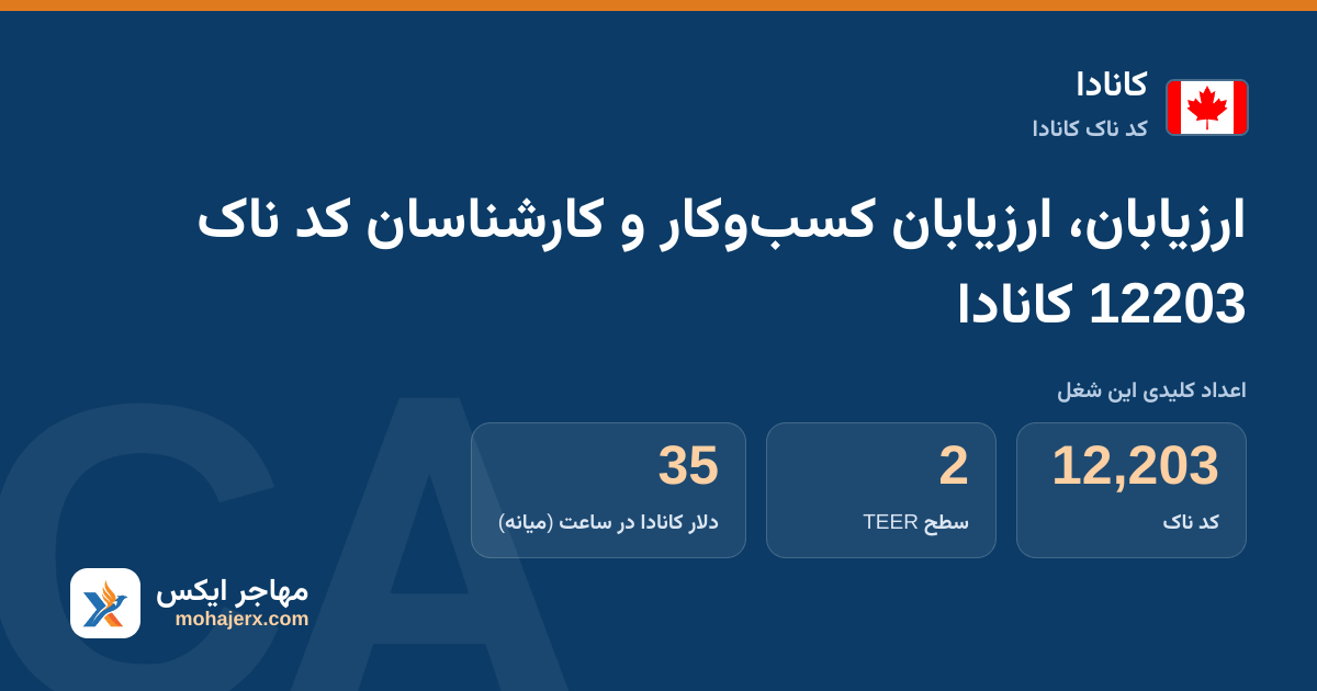ارزیابان، ارزیابان کسب‌وکار و کارشناسان کد ناک 12203 کانادا — کد ناک 12203