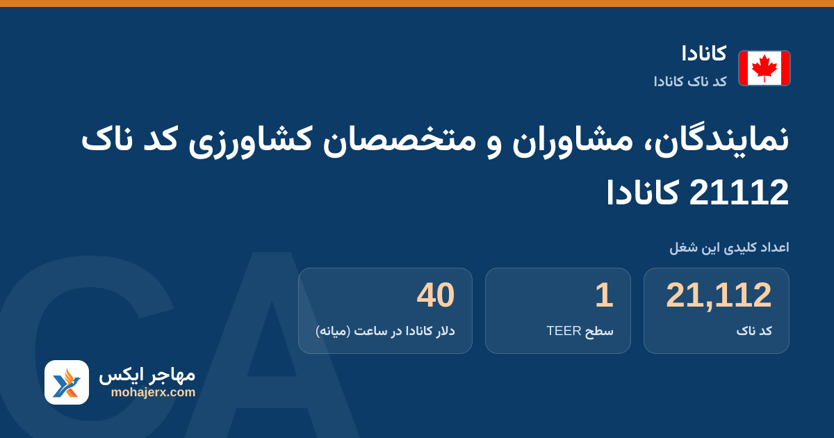 نمایندگان، مشاوران و متخصصان کشاورزی کد ناک 21112 کانادا — کد ناک 21112
