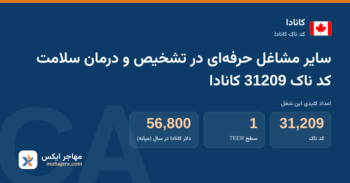 سایر مشاغل حرفه‌ای در تشخیص و درمان سلامت کد ناک 31209 کانادا — کد ناک 31209