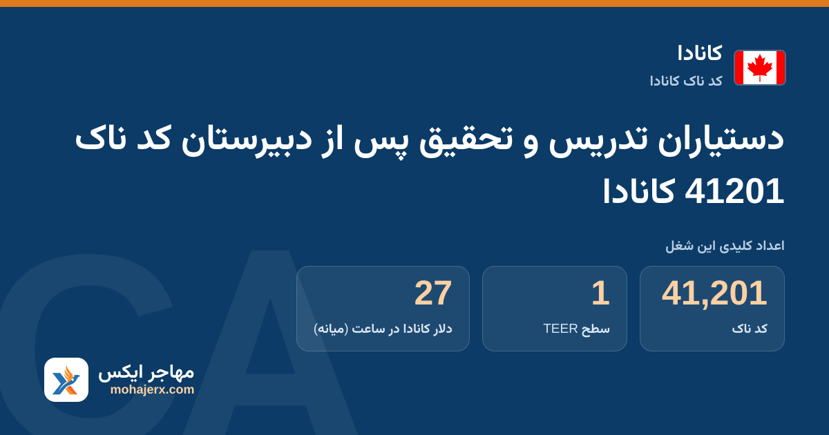 دستیاران تدریس و تحقیق پس از دبیرستان کد ناک 41201 کانادا — کد ناک 41201