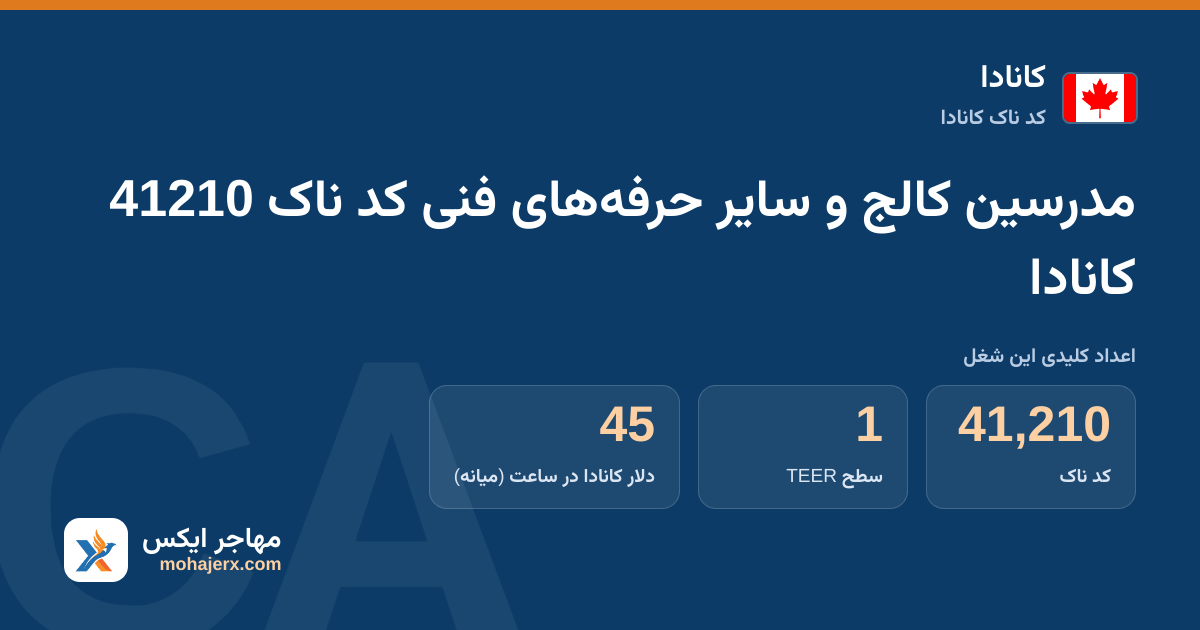 مدرسین کالج و سایر حرفه‌های فنی کد ناک 41210 کانادا — کد ناک 41210
